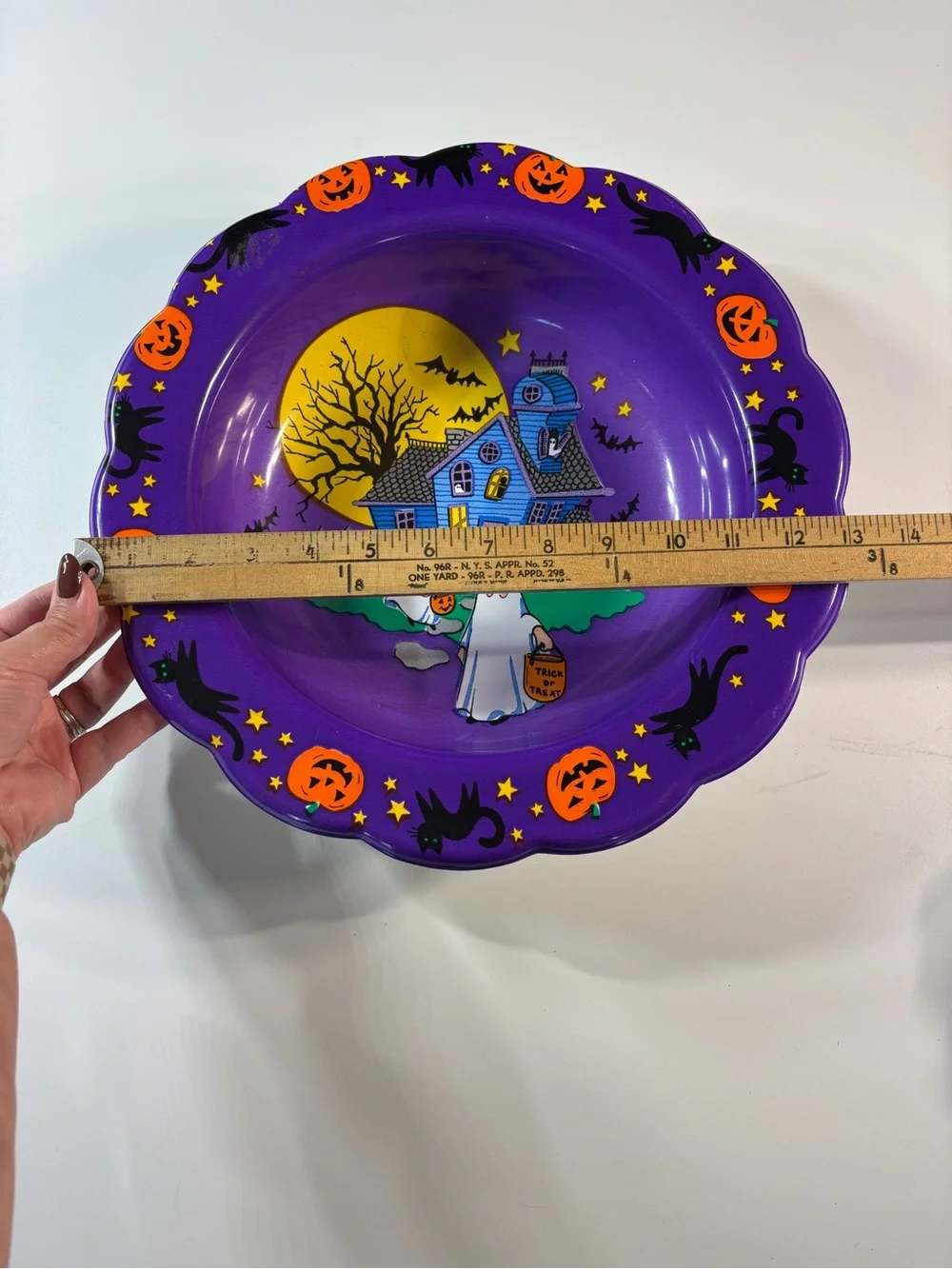 VTG LOT 1995 Halloween Purple Plastic Candy Bowls Pumpkin Haunted House Ghosts